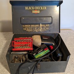 Vintage Black & Decker Utility 1/4" Deluxe Drill Kit &: Toolbox 