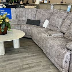 Grey Power Reclining Sectional 