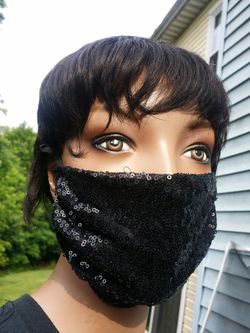 Black Sequin Face Mask