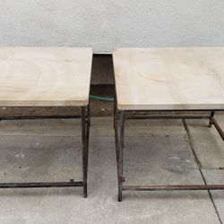 vintage travertine metal tables