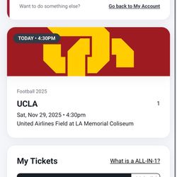 USC VS UCLA STUDENT TICKET!!!