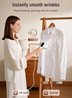 Portable Rotating Handheld Steamer 1200W, 5 In 1 Mode LCD Display White New