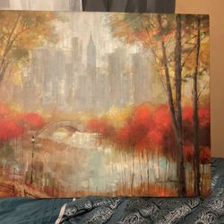 City/ Forest Skyline Painting 