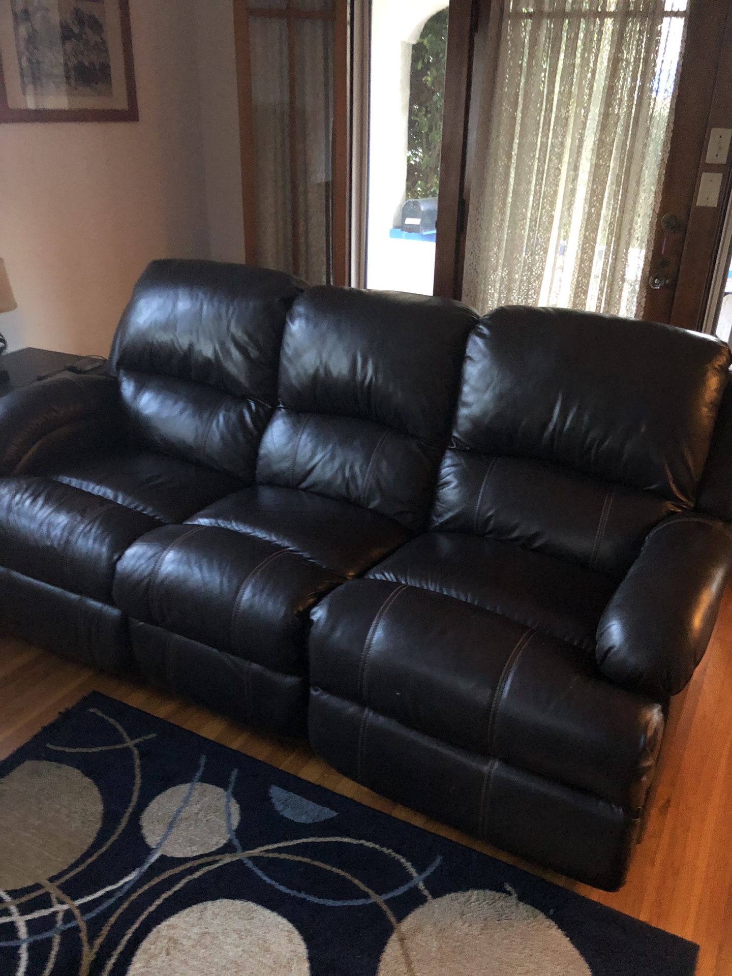Leather Powered 3 Seat Reclining Sofa