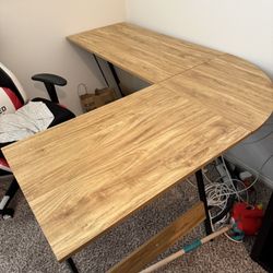 L-Shaped Gaming Desk 51.2 Inches Corner Office Gaming Desk with Removable Monitor Riser, Classical Brown