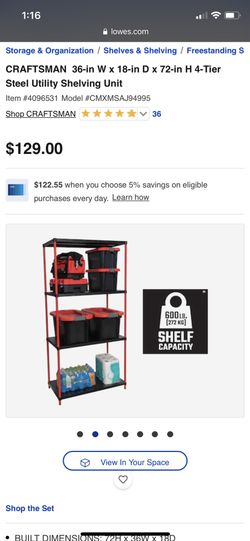 Craftsman 4-Tier Steel Shelf Shelves Utility Storage Shelving Unit