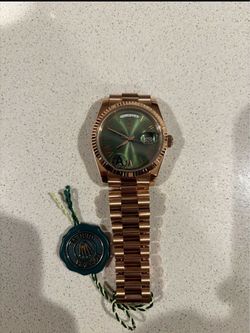 Date Rose Gold Green Dial Watch