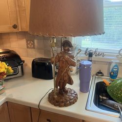 1940’s Wood Carved Lamp