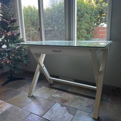 Beautiful White Study Desk With Glass Overlay