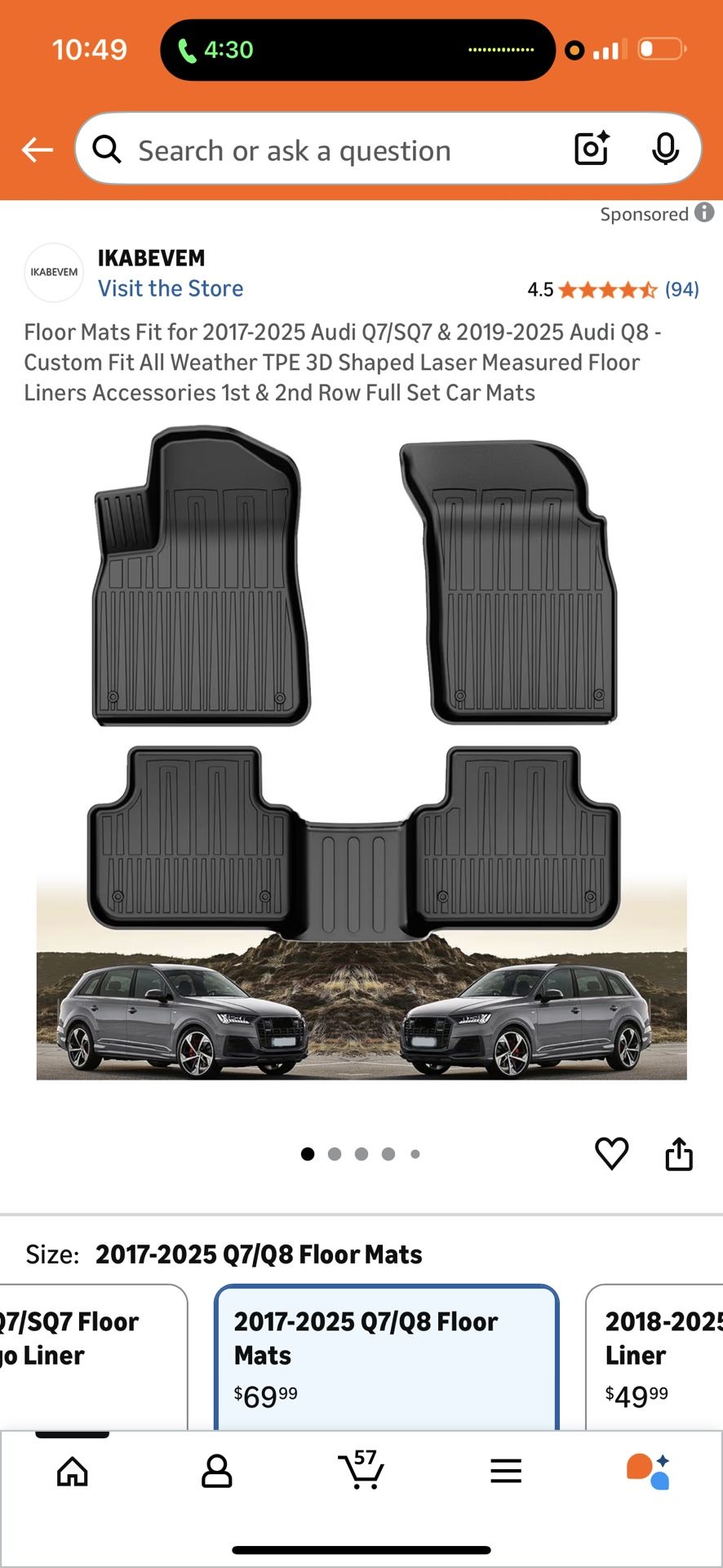 Audi Floor Mats For Q7 / Q8 ($70 New)