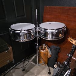 Toca Percussion Stainless Steel Timbale Set w/Stand