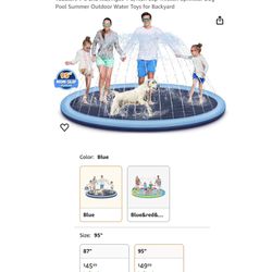 Brand new Splash Pad for Kids and Dogs, 95" Extra Large Splash Pad for Toddlers 1-3 and Kids Ages 4-8, Non Slip Thicken Sprinkler Dog Pool Summer Outd