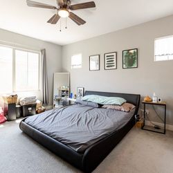 Faux leather California king size bed frame