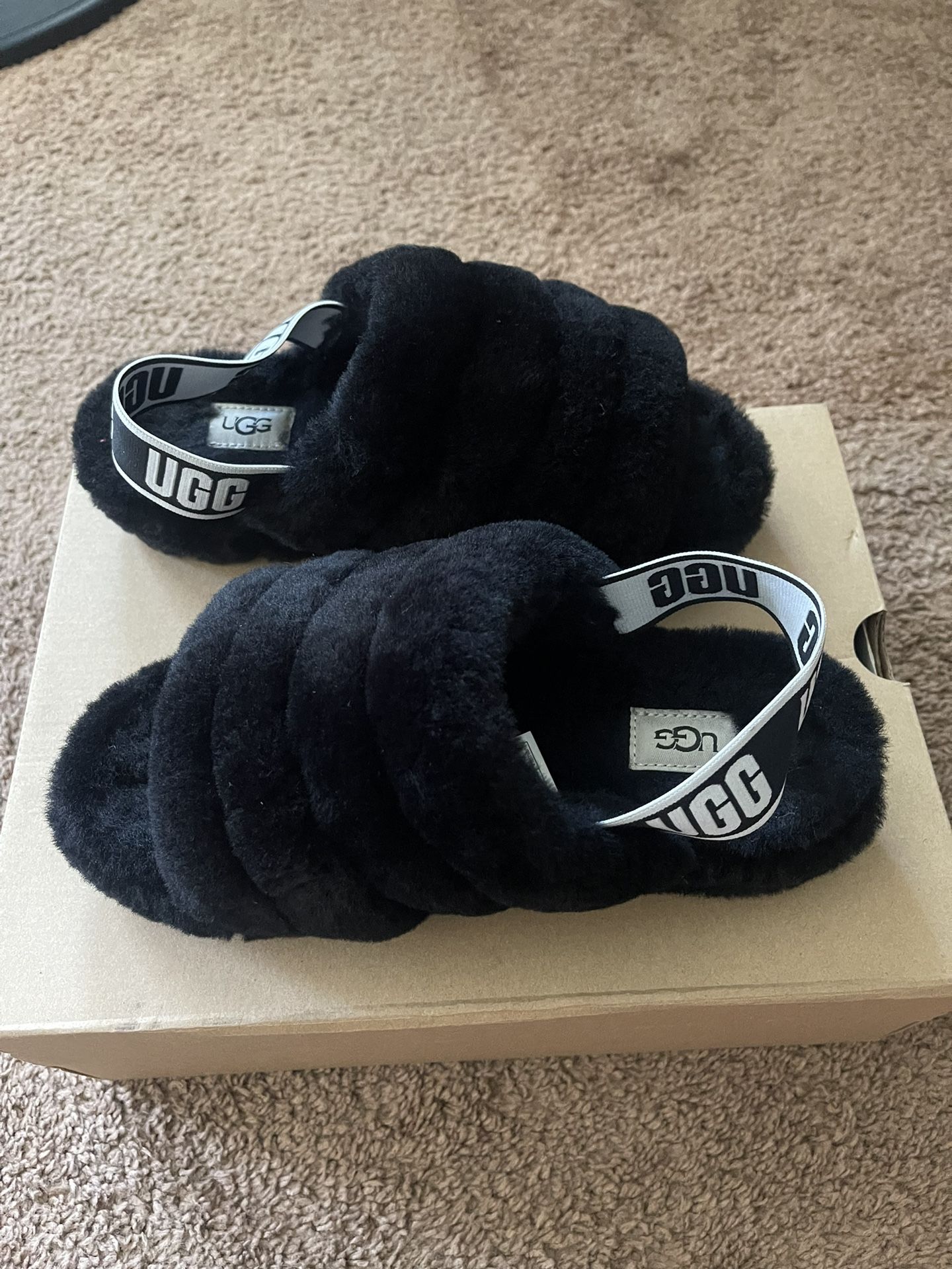 UGG Women's Fluff Yeah Slides Black Size W7