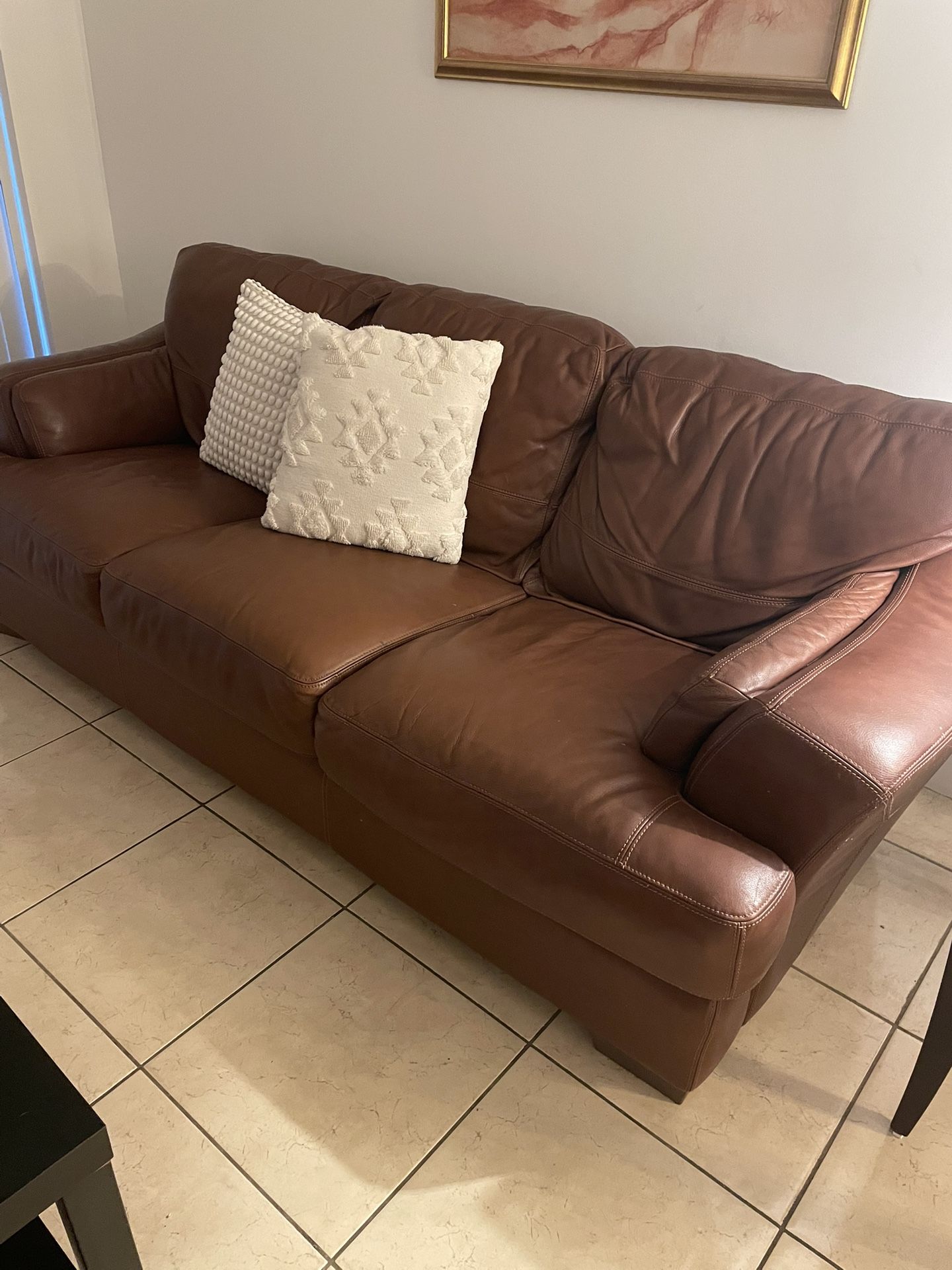 brown lether sofa