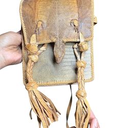 Handcrafted Senegalese  Alligator Leather Crossbody Bag with Tassels