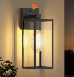 Set 2, 13in Dusk to Dawn Outdoor Lighting Fixtures, Exterior Front Porch Light, Black Sensor Wall Sconce Lamp, Waterproof Wall Lantern, Anti Rust Outs