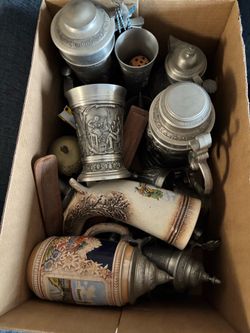 Various pewter items