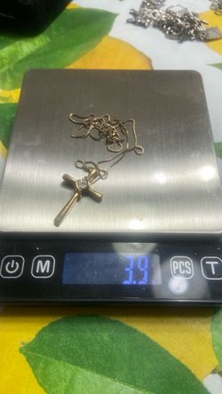 Ladies, silver cross with single diamond necklace, gold plated