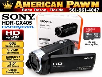 Sony HDR-CX405 Handycam HD Camcorder 60x Optical Zoom, Box, 32 GB Memory Card Gently used
