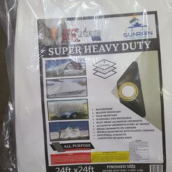 24ft × 24ft Super Heavy Duty White Tarp