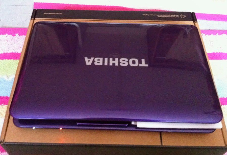 Purple Toshiba laptop what's web camera upgraded to Windows 10 HD screen DVD burner