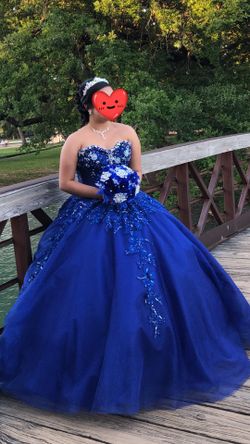 Royal Blue Ragazza Dress, Crown, & Bouquet (for small to medium build)