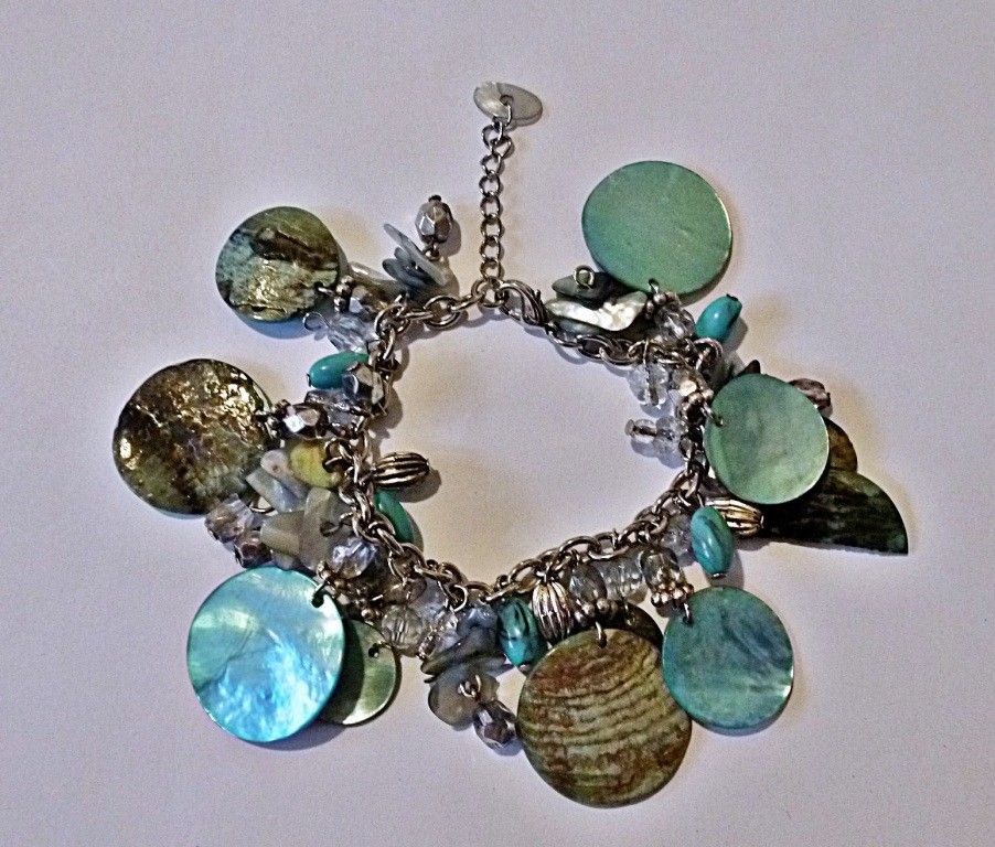 Turquoise Mother of Pearl Charm Bracelet