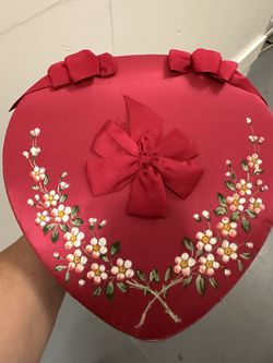 Vintage Heart Shaped Silk Box