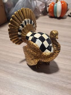 MacKenzie Childs Courtly Checked Decorative Turkey Figurine
