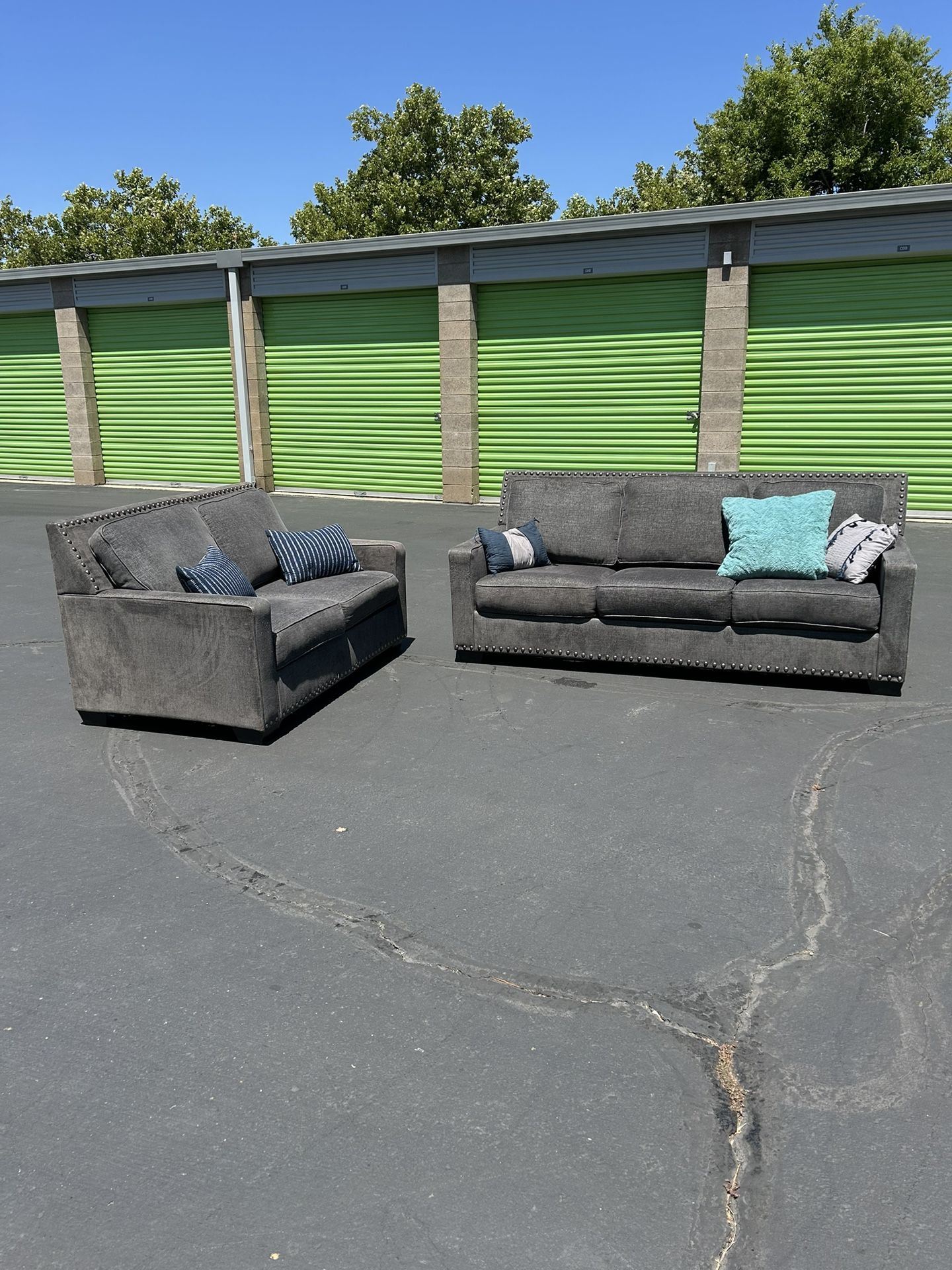 2-Piece Charcoal Grey Sofa Set - Must Go Today!