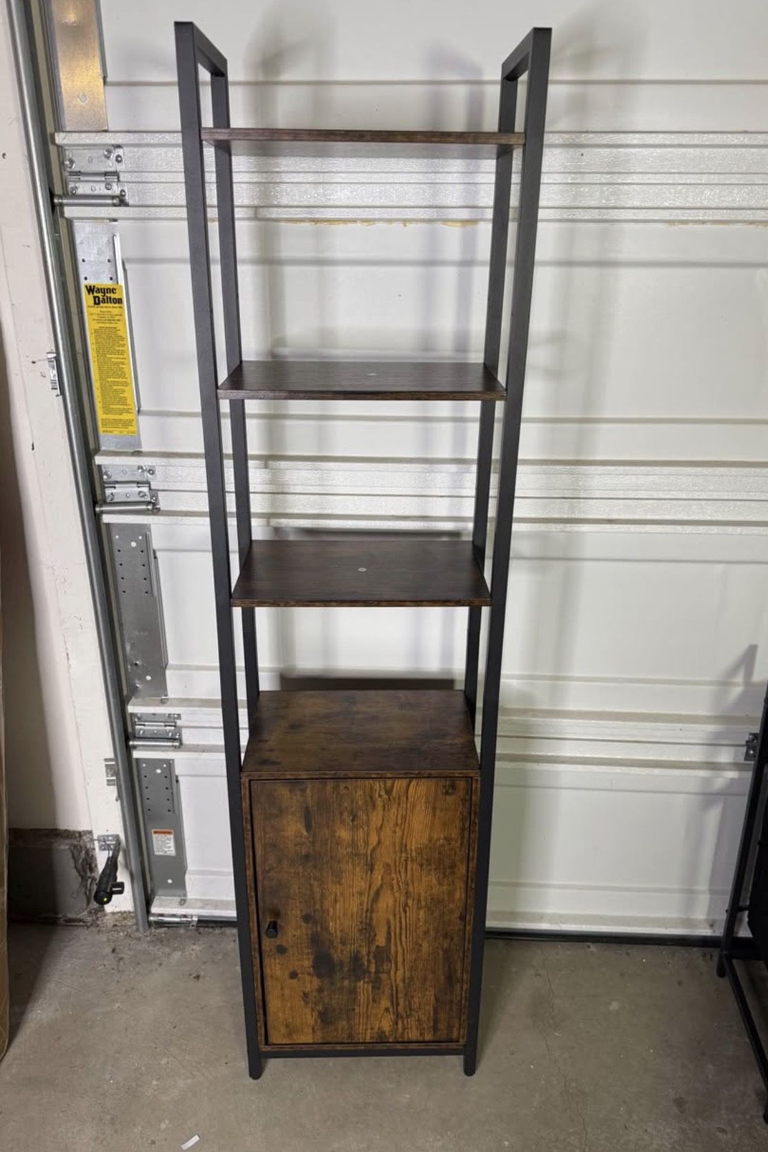 VASAGLE 6 Tier Bookshelf, Tall Bookcase with Cabinet, Steel Frame, Adjustable Shelves, 9.4 x 15.7 x 62.8 Inches, Living Room Bedroom, Rustic Brown