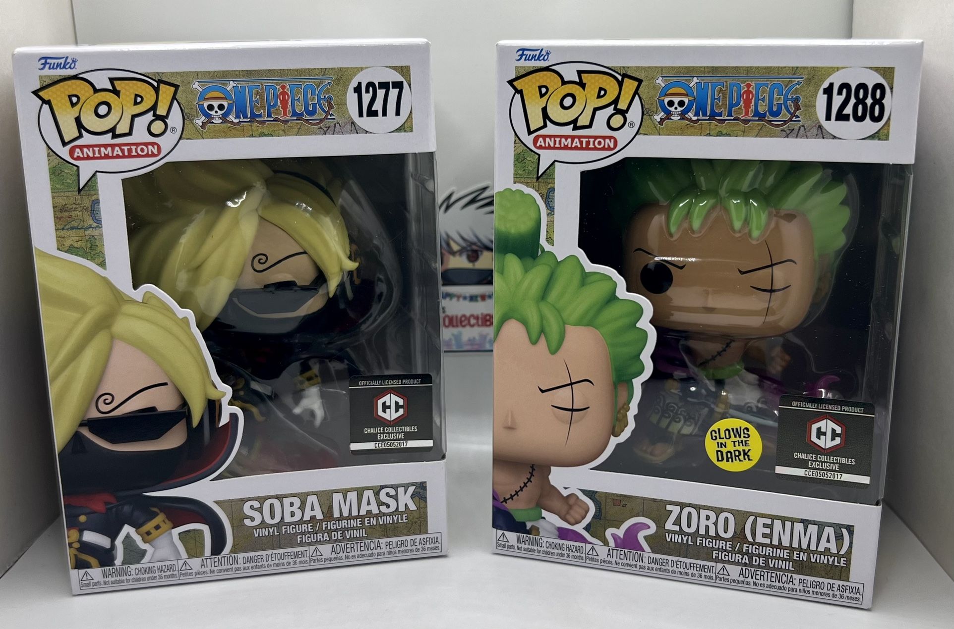 One Piece - Soba Mask Sanji & Wano Arc Zoro Glow Funko POP! 2 POP Bundle