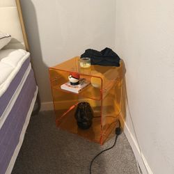 Bedside Acrylic Side Table - Orange 