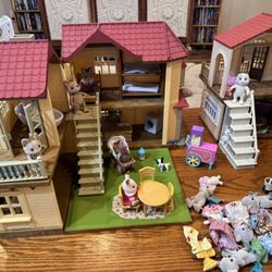 Calico Critters Play Table 2 Lg Houses Furniture Doll Lot