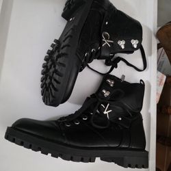 CK Calvin Klein Black Combat Ankle Boots Size 9 M