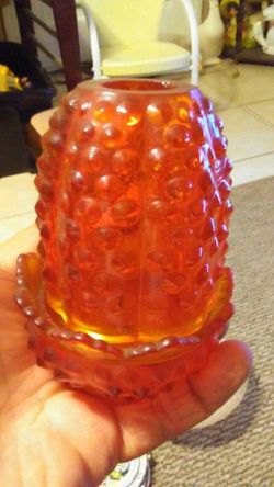 Vintage Amber Fenton Candle Holder.