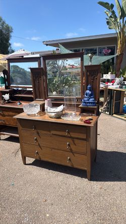 Antique Wood Dresser Mirror