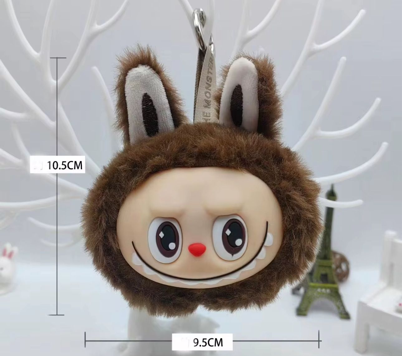 Brown LABUBU Plush Keychain, The Monsters LABUBU Plush Figure Doll Keychains,