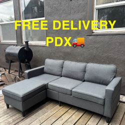 Like New Dark Grey Sectional Sofa With Adjustable Chaise
