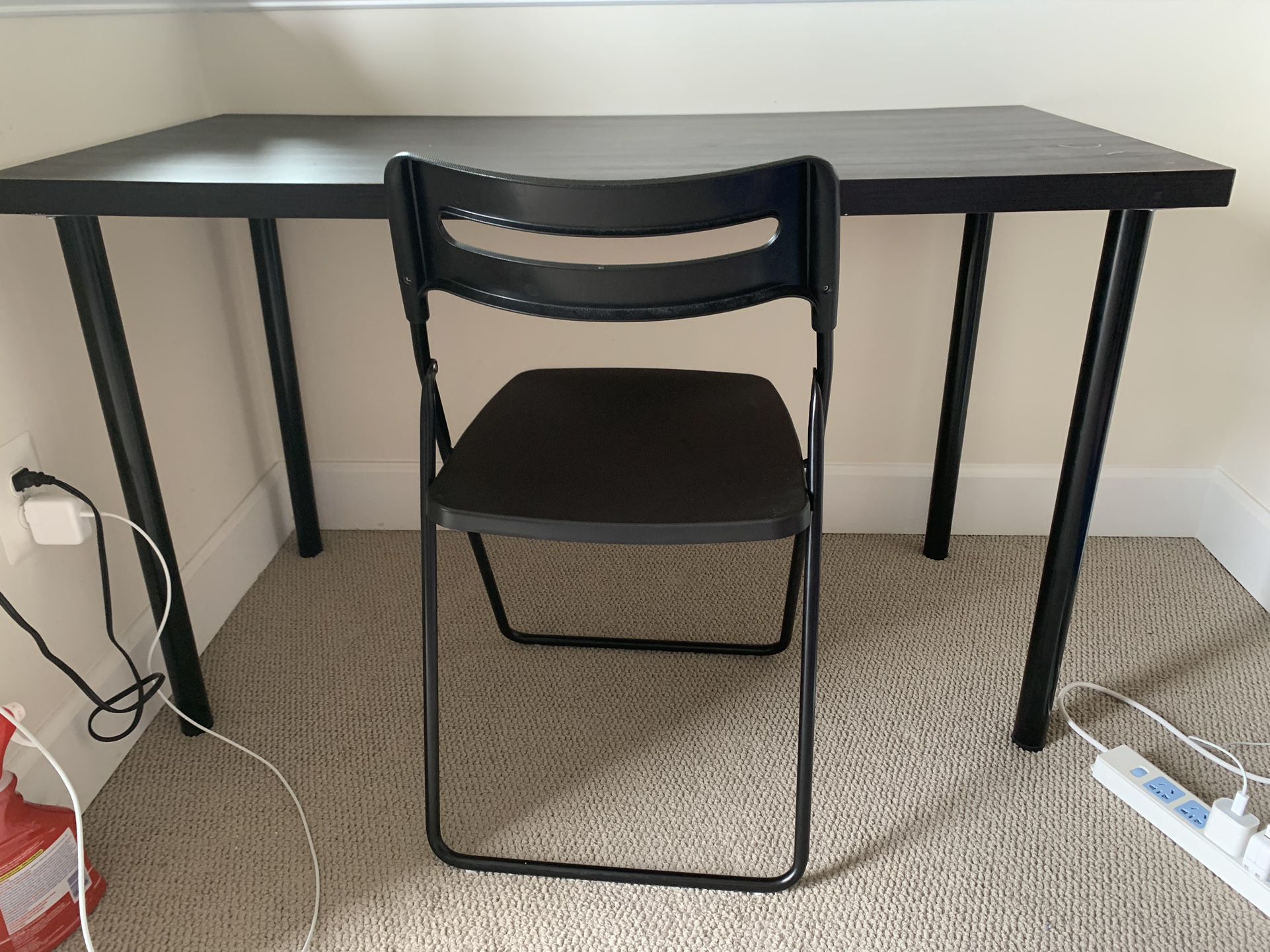 IKEA tables & foldable chair set, black. 