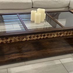 Boho Glass Top Coffee Table