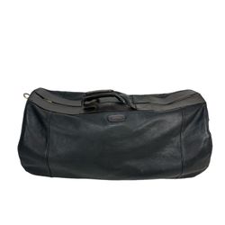 Polo Ralph Lauren ~ Large Black Leather Travel Weekender Duffle Bag 26 x 13 x 13
