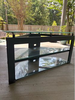 Black Metal and Glass TV Stand