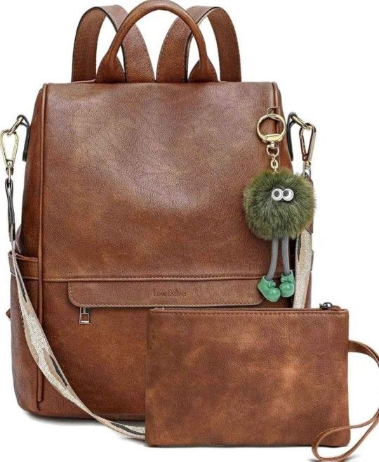 Convertible Leather Backpack/Purse & Wristlet Set