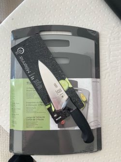 New Mercer knife & henckles cutting board set