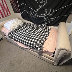 Twin Bed Frame With Trundle, Both Mattresses