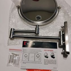  7" Wall Mounted Makeup Mirror with 1X/7X Magnification, Double Sided Magnifying Round Bathroom Vanity Mirror, 360° Swivel Design