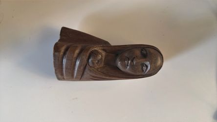 Vintage hand carved wooden Madonna and Child