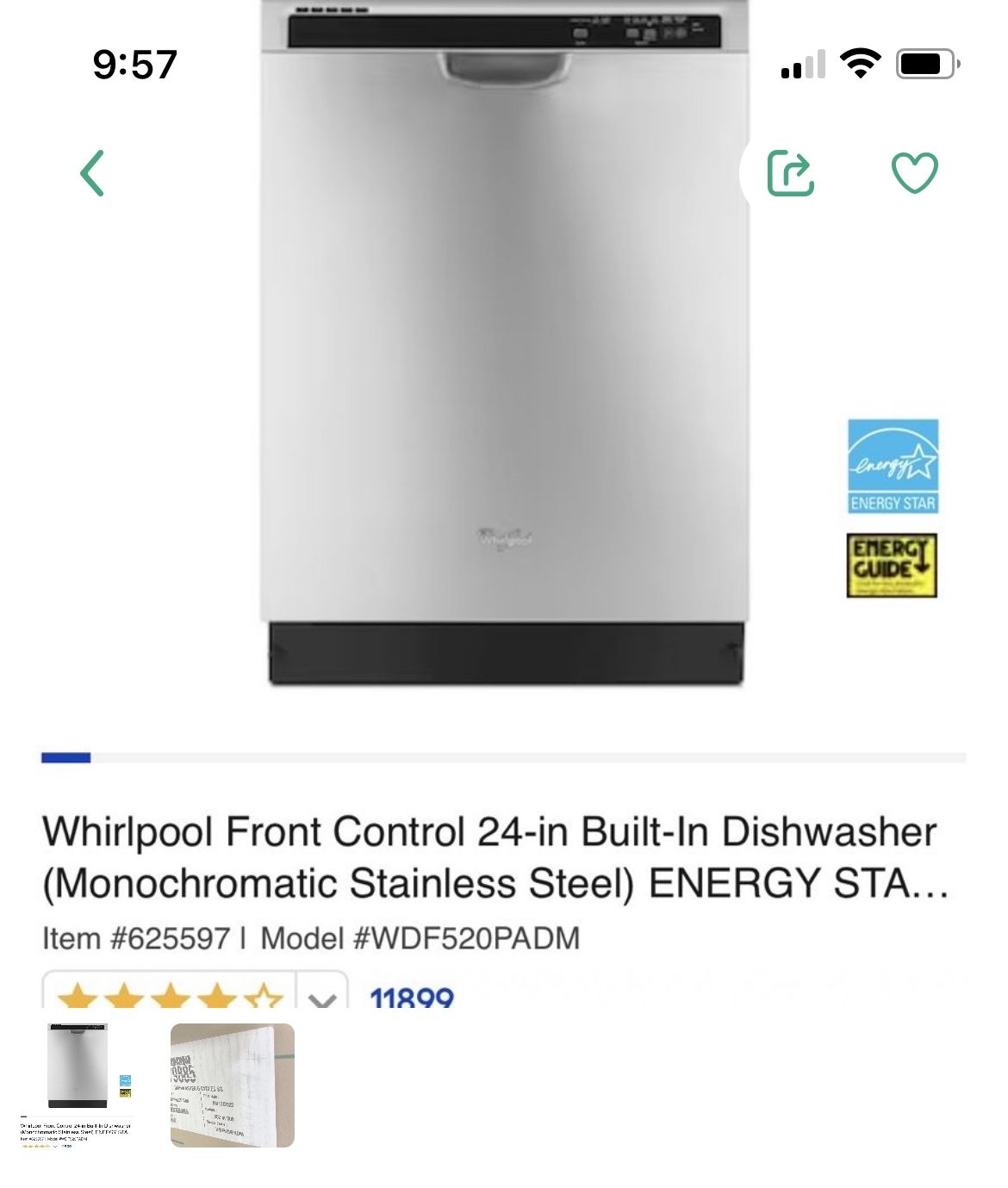 Whirlpool Stainless Steel Dishwasher Brand New